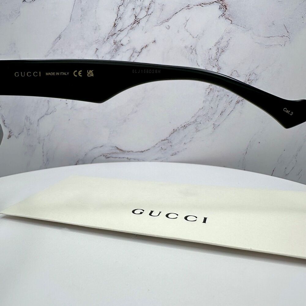 New Gucci Sunglasses Black Gold Square - Picture 8 of 16